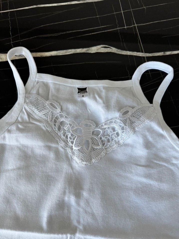 Beyaz Kız Çocuk İnce Askılı Atlet - Görsel 2