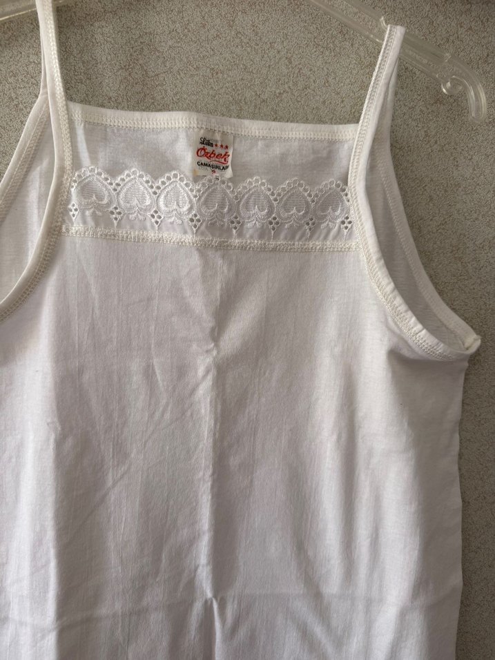 Beyaz İnce Askılı Kız Çocuk Atlet - Görsel 2