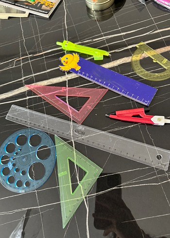 Çok Renkli Okul Geometri Seti cetvel pergel - Görsel 2