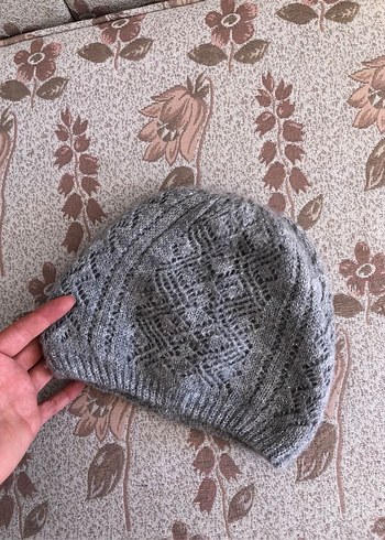 Bohem Gri Örgü Kadın Bere - Görsel 2