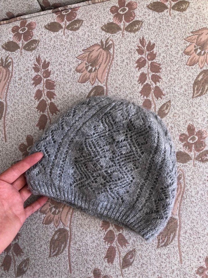 Bohem Gri Örgü Kadın Bere - Görsel 2