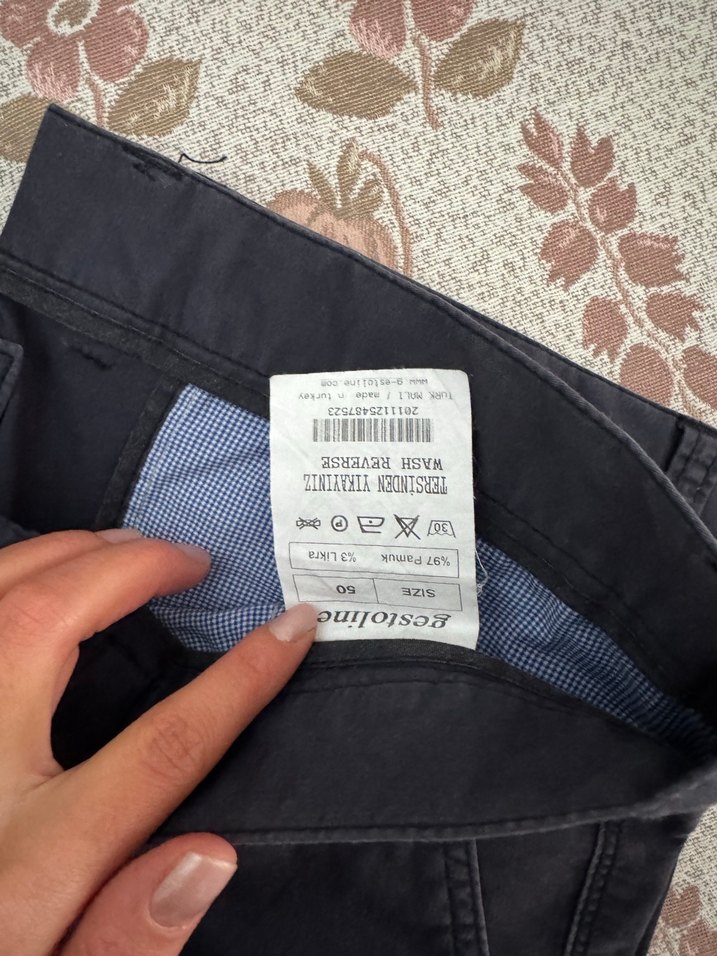 Erkek Lacivert Rahat Kesim Koton Pantolon - Görsel 2