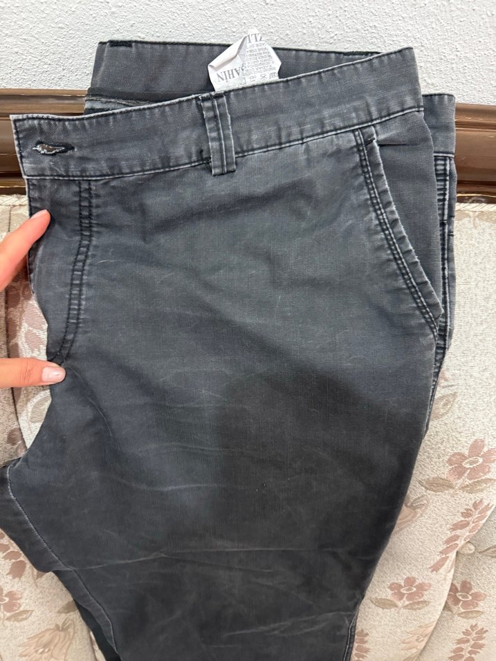 Gri Regular Fit Kemerli Denim Erkek Pantolon - Görsel 5