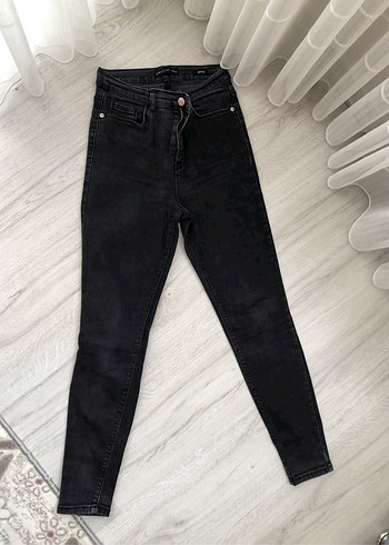 Siyah Kadın Dar Kesim Kot Pantolon - Görsel 4