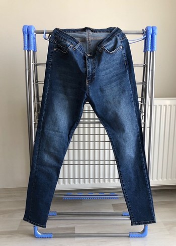 Mavi dar paça Kadın kot Pantolon - Görsel 5