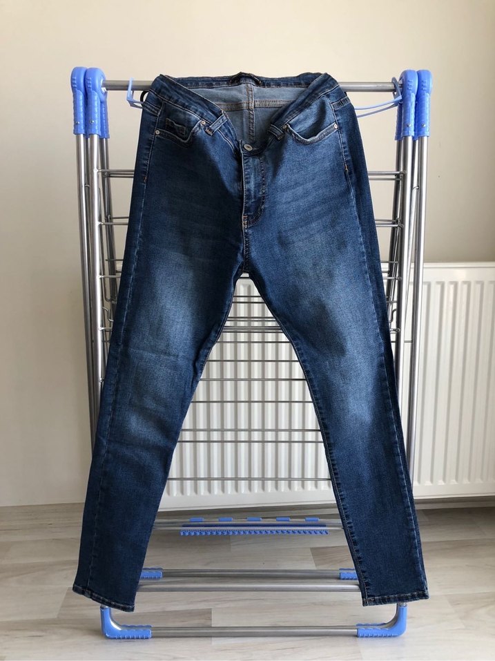 Mavi dar paça Kadın kot Pantolon - Görsel 5