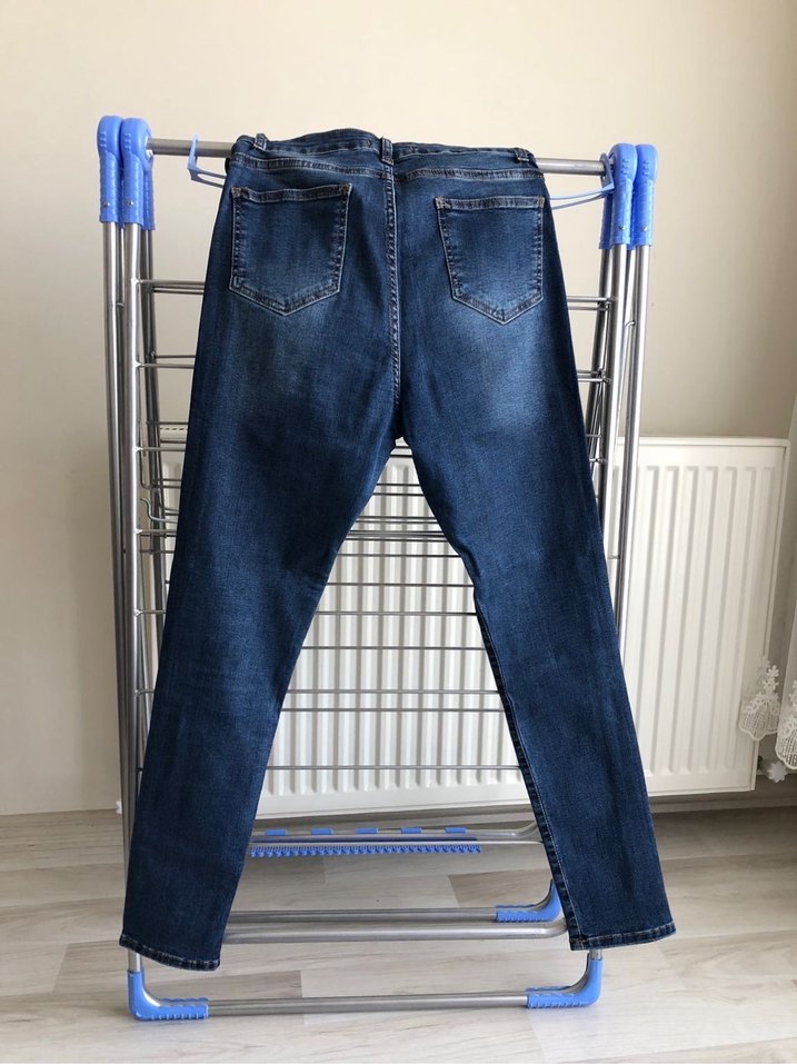 Mavi dar paça Kadın kot Pantolon - Görsel 2