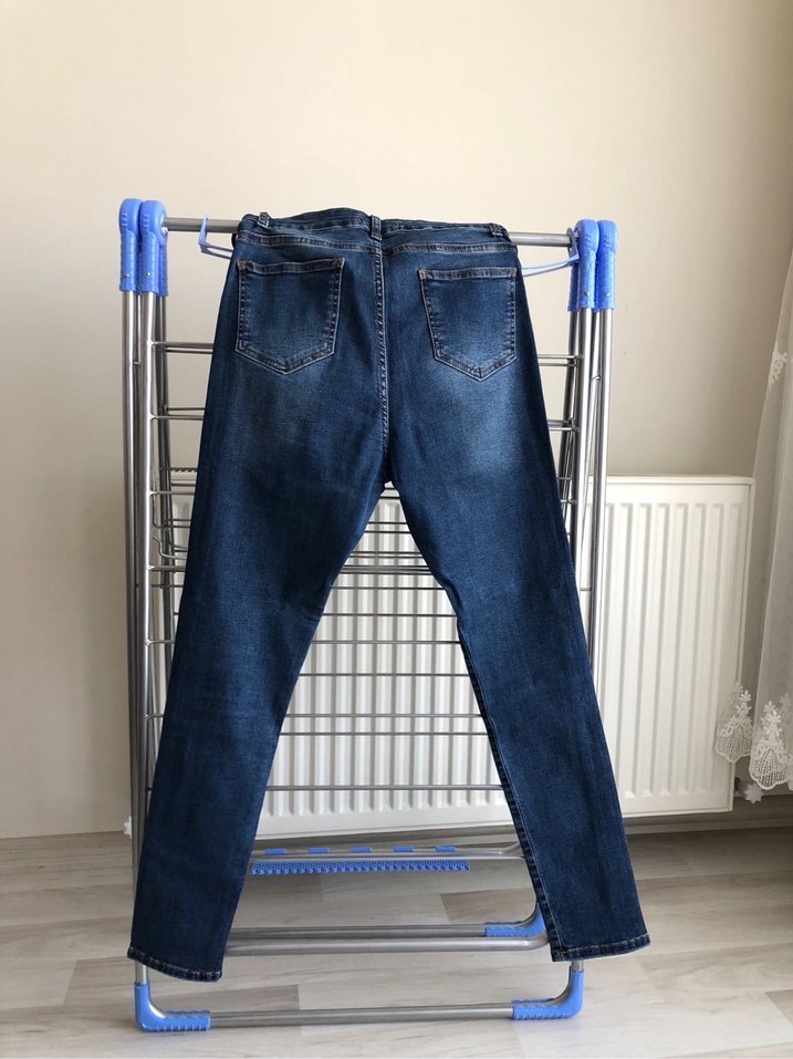 Mavi dar paça Kadın kot Pantolon - Görsel 3