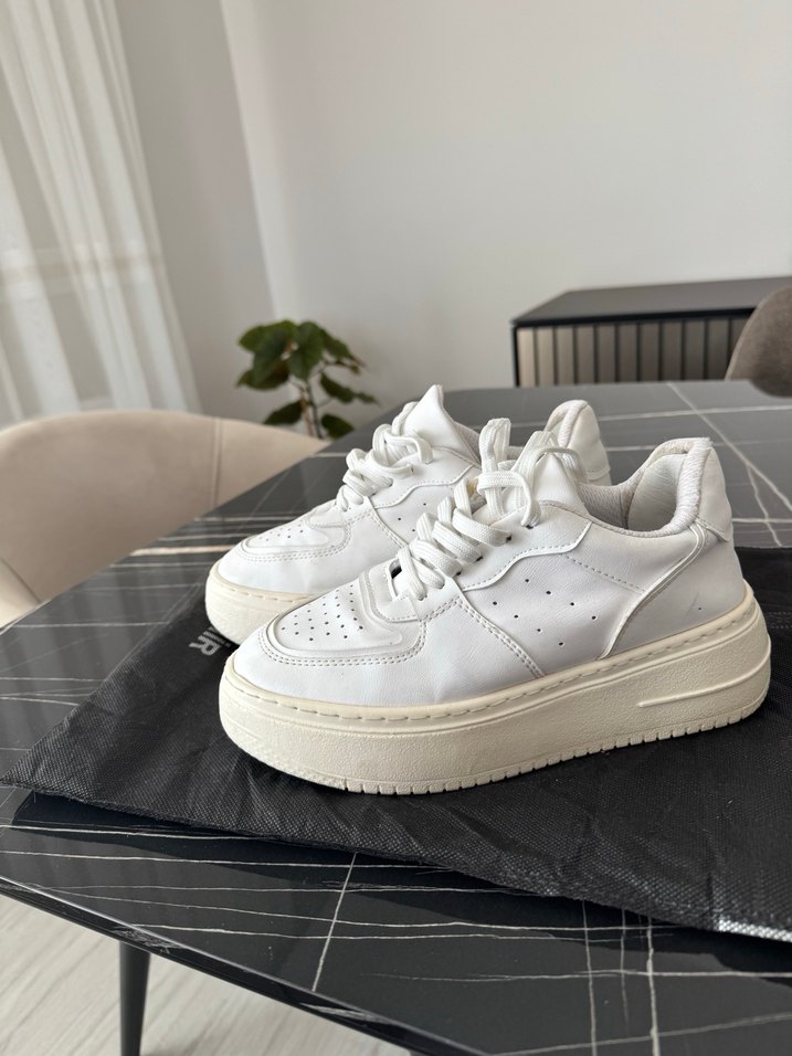 Beyaz Platform Topuklu Spor Ayakkabı kadın - Görsel 4