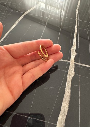 Düğme Detaylı Parlak Altın Kadın Yüzük - Görsel 6