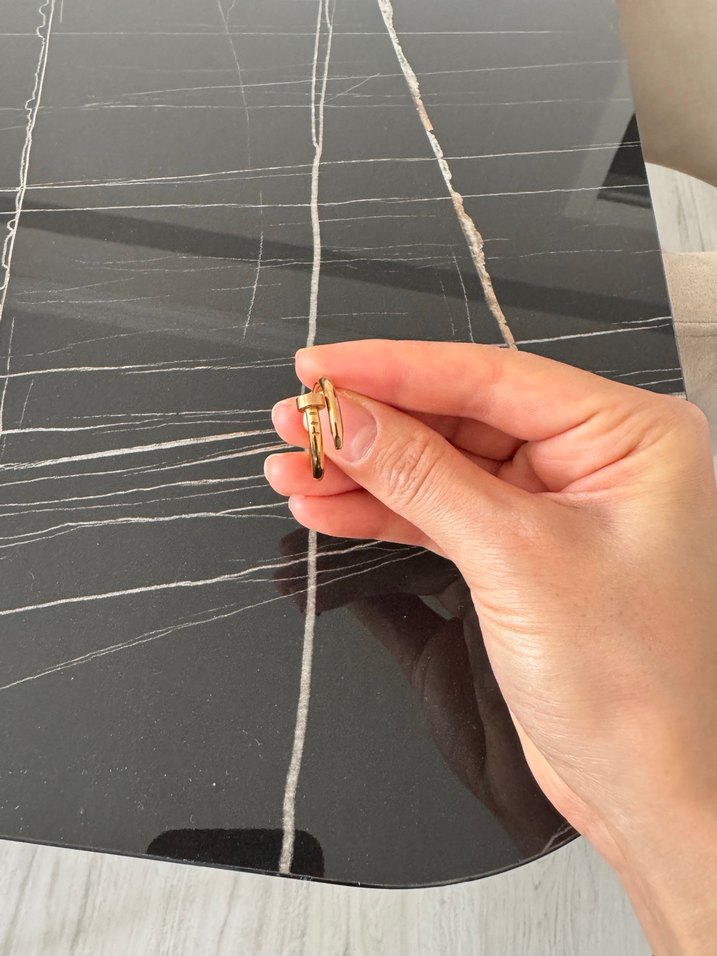 Düğme Detaylı Parlak Altın Kadın Yüzük - Görsel 5