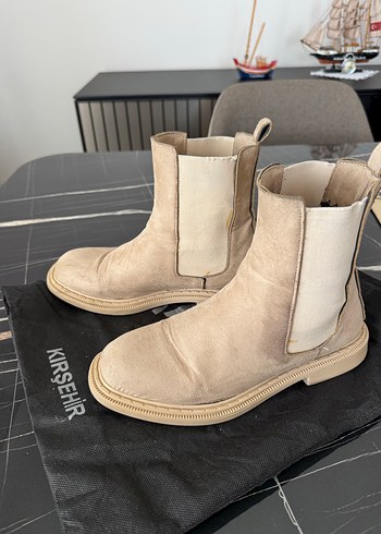 Bej Süet Kadın Platform Topuklu Bot - Görsel 4