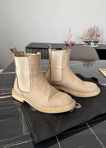 Bej Süet Kadın Platform Topuklu Bot - Görsel 2