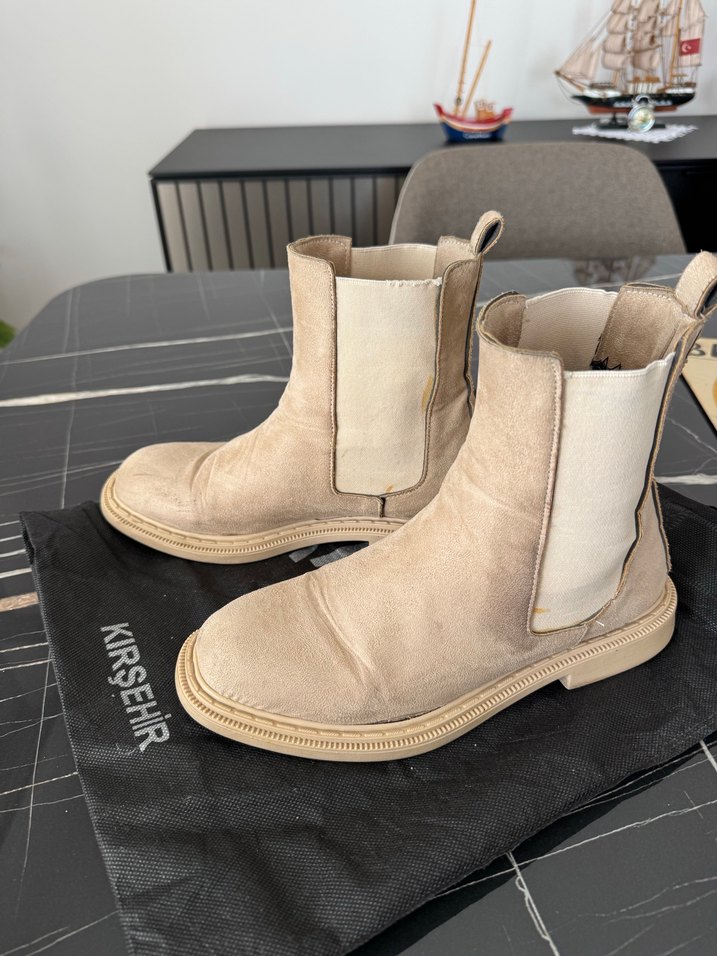 Bej Süet Kadın Platform Topuklu Bot - Görsel 4