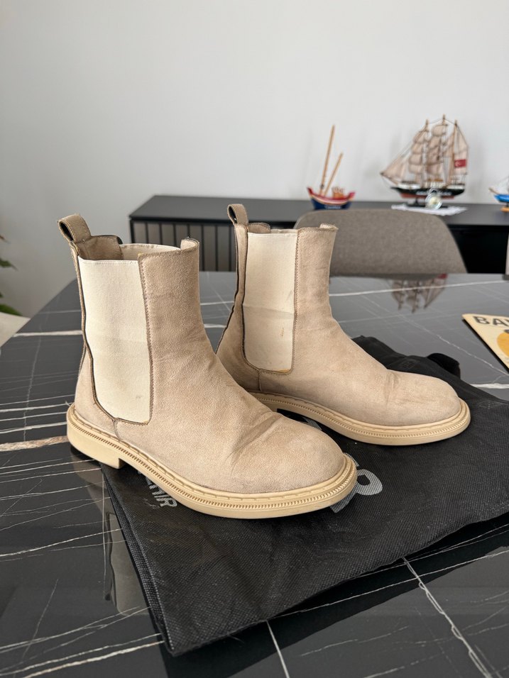 Bej Süet Kadın Platform Topuklu Bot - Görsel 2