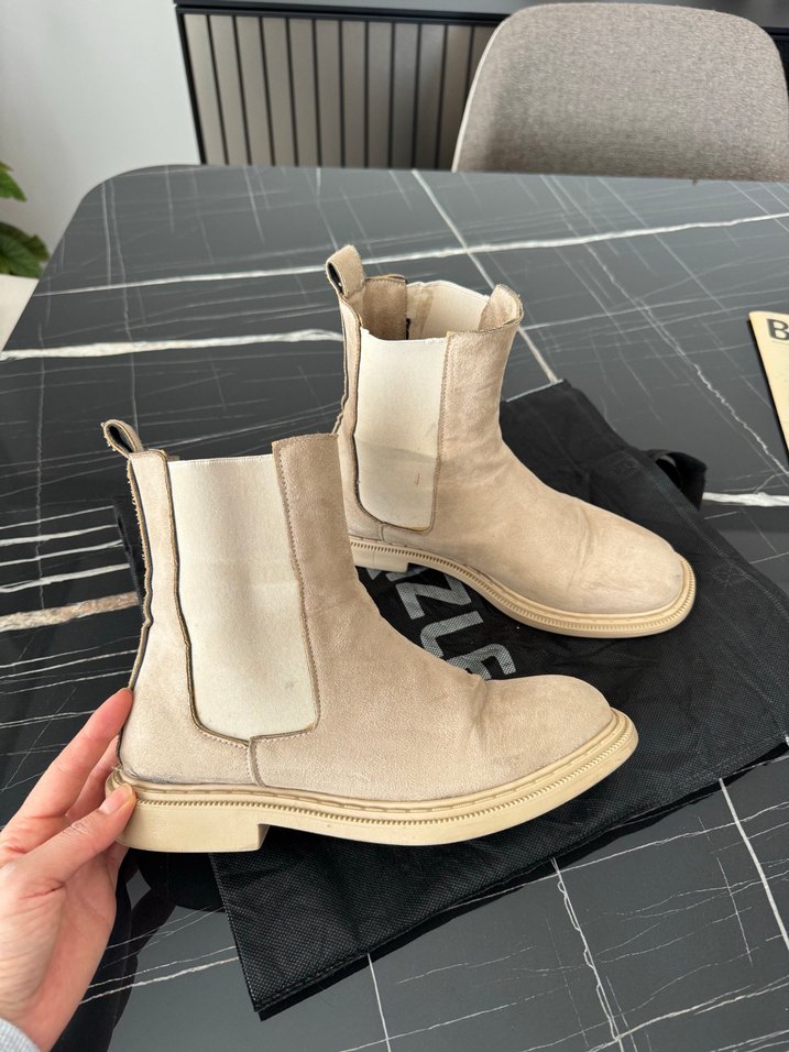 Bej Süet Kadın Platform Topuklu Bot - Görsel 5