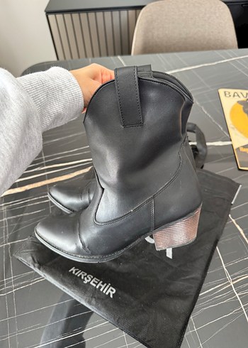 Siyah Deri kovboy Kadın Botları - Görsel 6