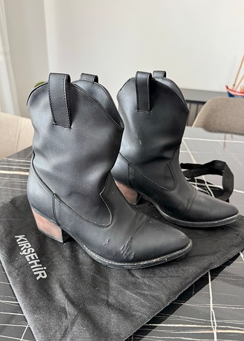 Siyah Deri kovboy Kadın Botları - Görsel 4