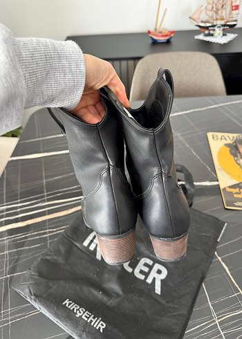 Siyah Deri kovboy Kadın Botları - Görsel 3