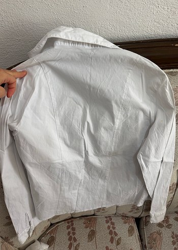 Nakışlı Beyaz Keten Kadın Gömlek - Görsel 4