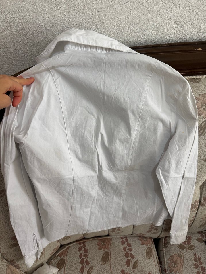 Nakışlı Beyaz Keten Kadın Gömlek - Görsel 4