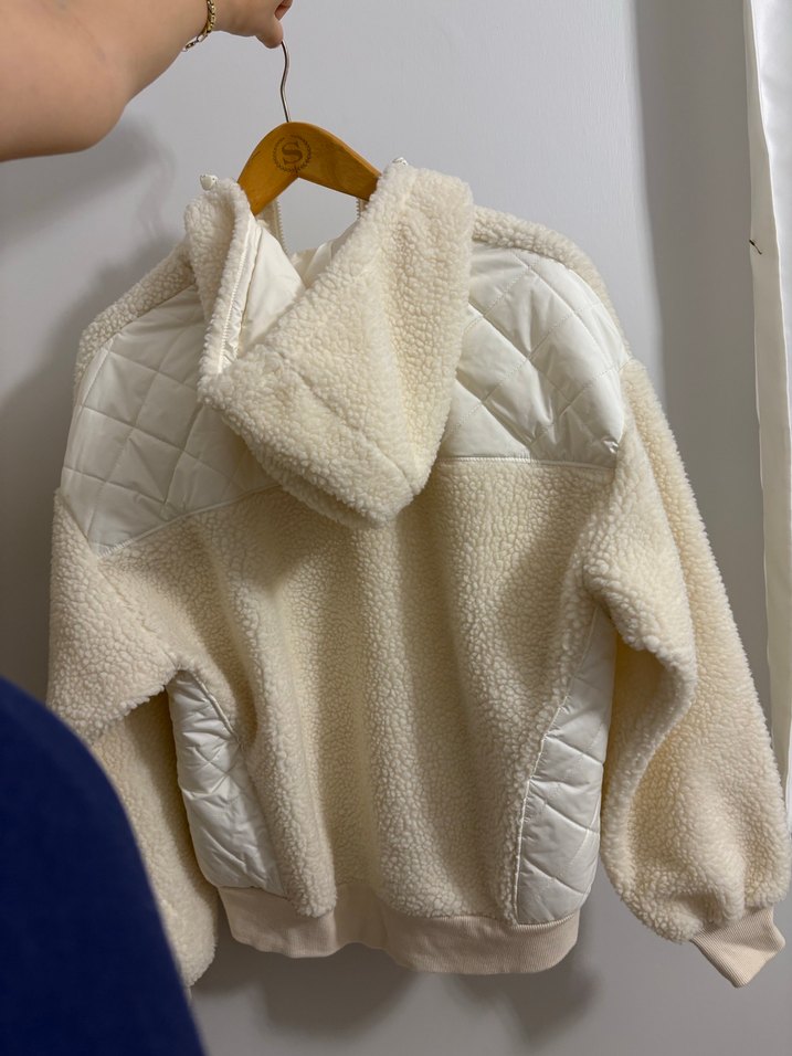 Beyaz Peluş Kadın Ceket - Görsel 2