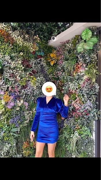 Diğer Saks mavisi kadife elbise