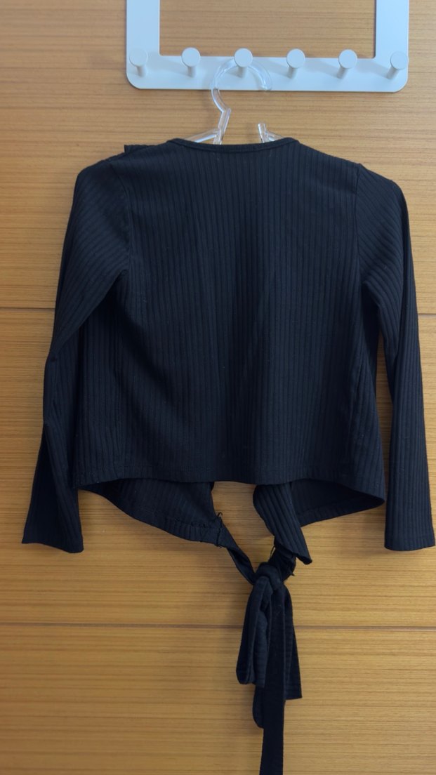 Kadın Siyah kruvaze yaka bluz - Görsel 2