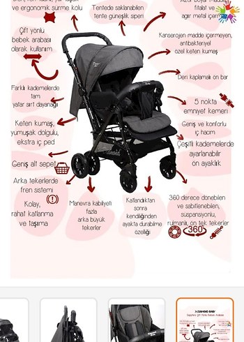 Gri ve Siyah Bebek Arabası - Görsel 5
