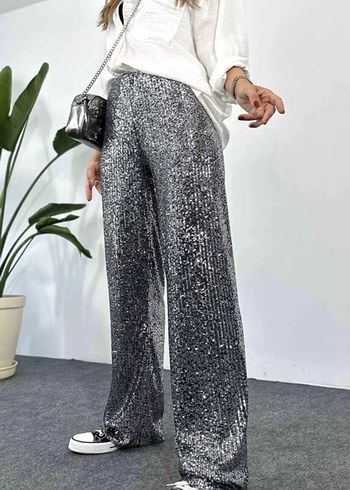 Pul Payetli Tasarım Pantalon Antrasit