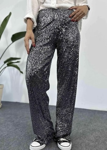 Diğer Pul Payetli Tasarım Pantalon Antrasit