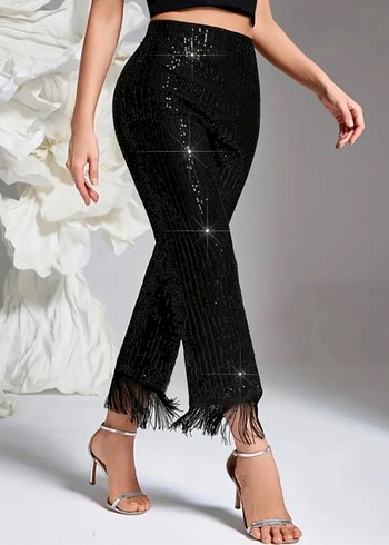 Pul Payetli Tasarım Pantalon Püsküllü - Görsel 4