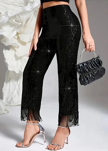 Pul Payetli Tasarım Pantalon Püsküllü - Görsel 2
