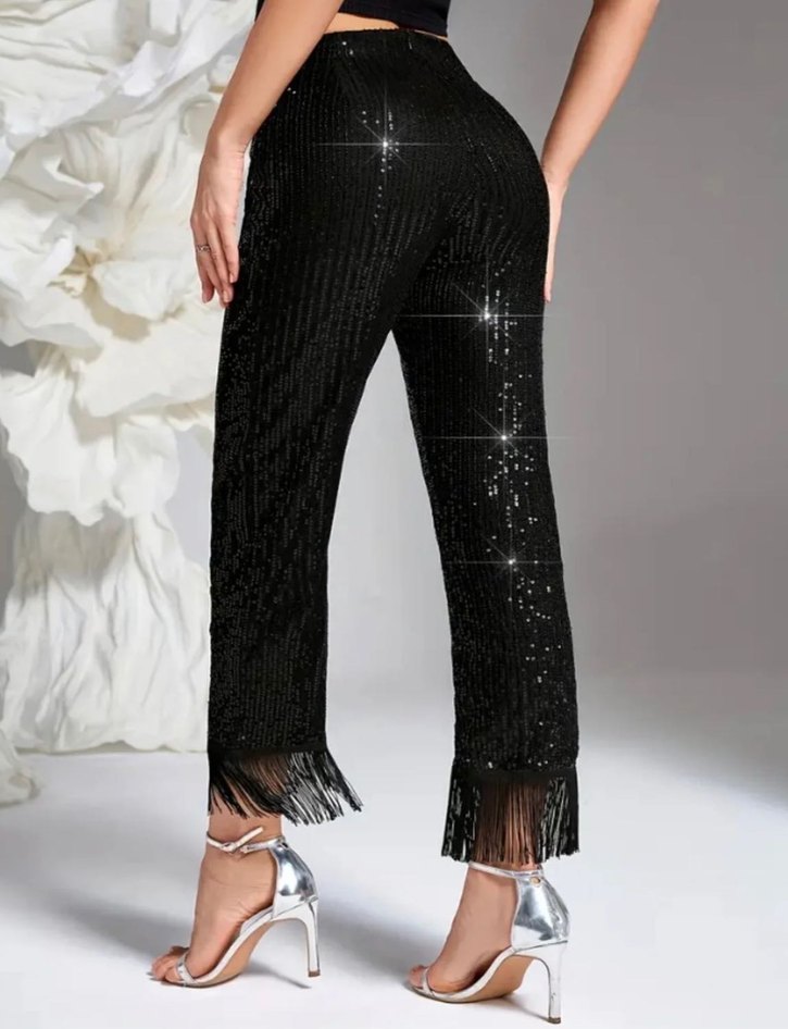Pul Payetli Tasarım Pantalon Püsküllü - Görsel 3