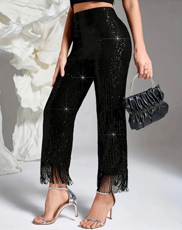 Pul Payetli Tasarım Pantalon Püsküllü - Görsel 2