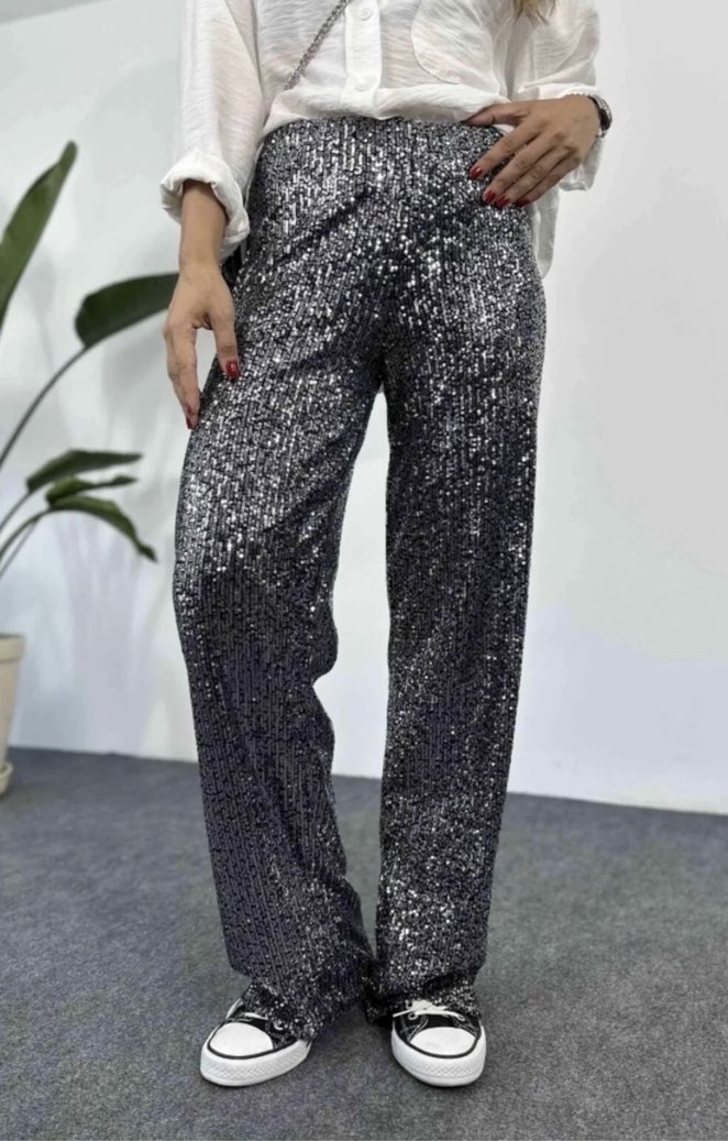 Pul Payetli Tasarım Pantolon Antrasit - Görsel 2