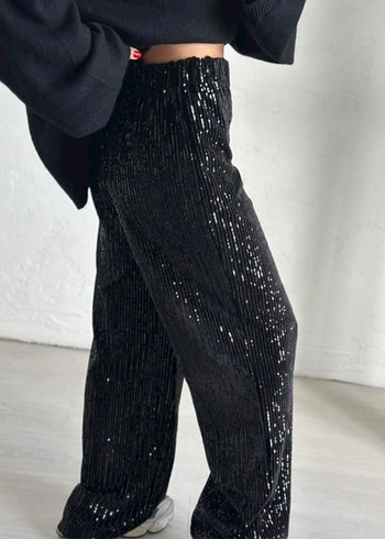 Pul Payetli Tasarım Pantolon Siyah - Görsel 3
