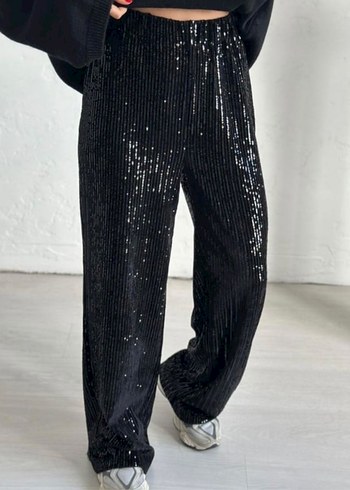 Pul Payetli Tasarım Pantolon Siyah - Görsel 2