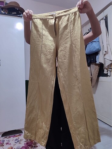 Gold metalik pantolon