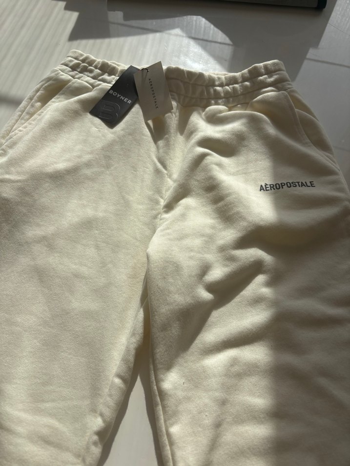 Kadın Beyaz Rahat Kesim Keten Eşofman - Görsel 2