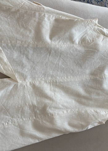 Düğmeli Keten Beyaz Kadın Yelek - Görsel 3