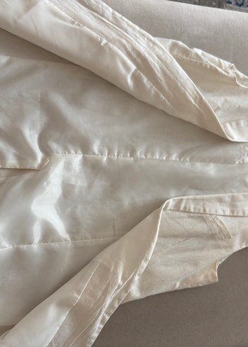 Düğmeli Keten Beyaz Kadın Yelek - Görsel 2