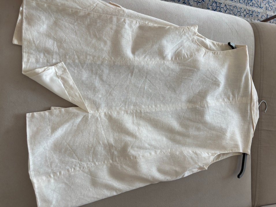 Düğmeli Keten Beyaz Kadın Yelek - Görsel 3