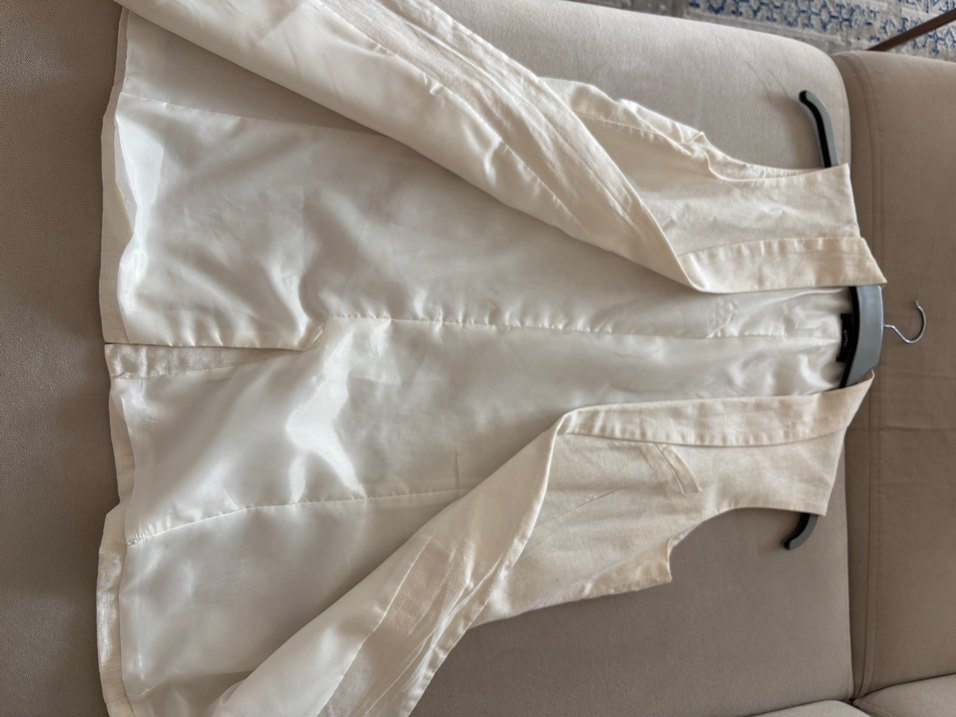 Düğmeli Keten Beyaz Kadın Yelek - Görsel 2