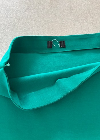 Turkuaz Düz Mini Etek - Görsel 3