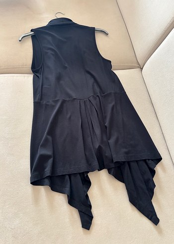 Siyah Uzun Salaş Drapeli Yelek - Görsel 4