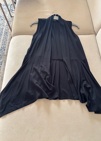 Siyah Uzun Salaş Drapeli Yelek - Görsel 2