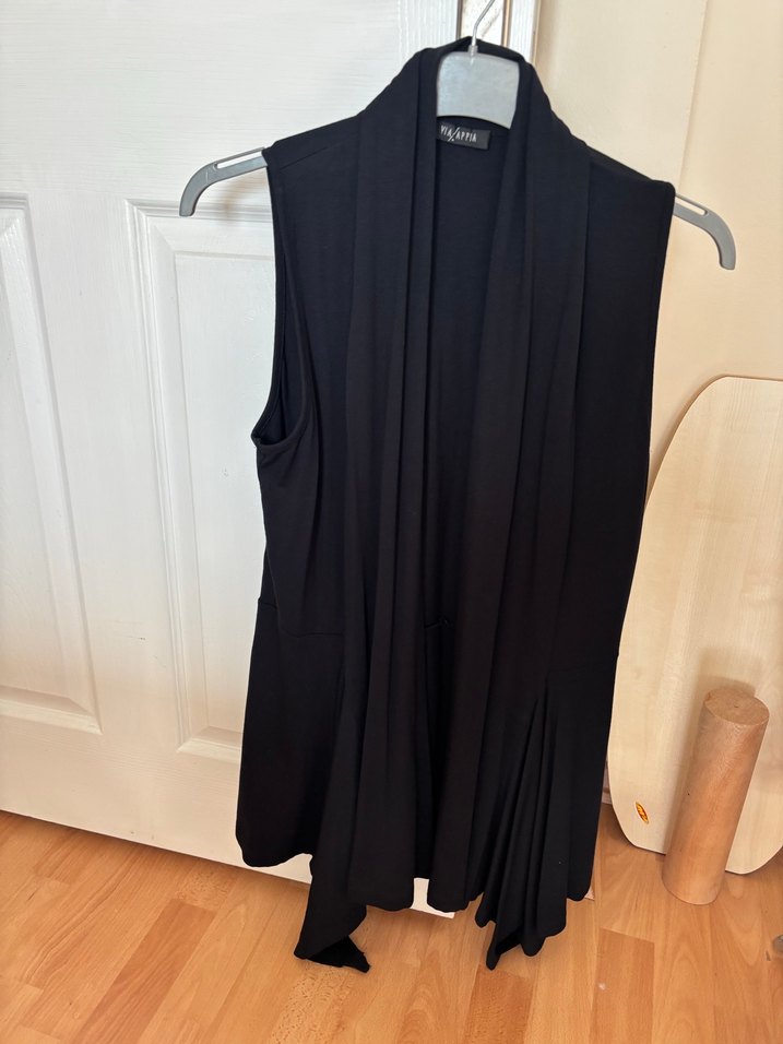 Siyah Uzun Salaş Drapeli Yelek - Görsel 3