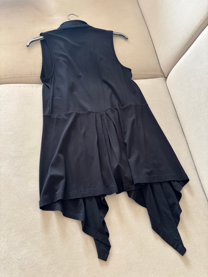 Siyah Uzun Salaş Drapeli Yelek - Görsel 4