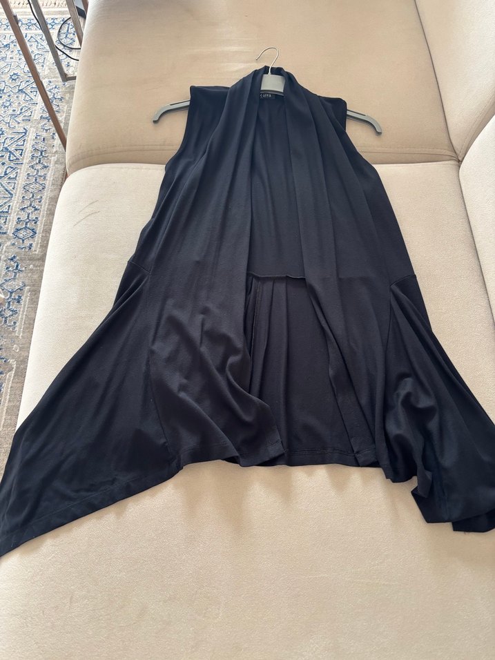 Siyah Uzun Salaş Drapeli Yelek - Görsel 2